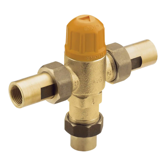 Commercial Parts and Accessories Commercial High Flow Thermostatic Mixing Valve 1/2" IPS with 3/8" Compression Adapter