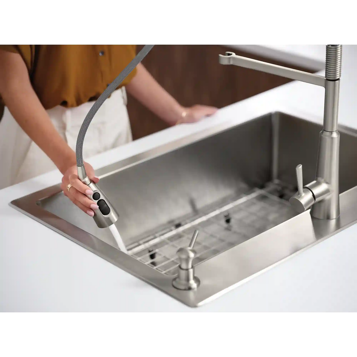 33" X 22" Stainless Steel 18 Gauge Single Bowl Dualmount Sink and Faucet Combination
