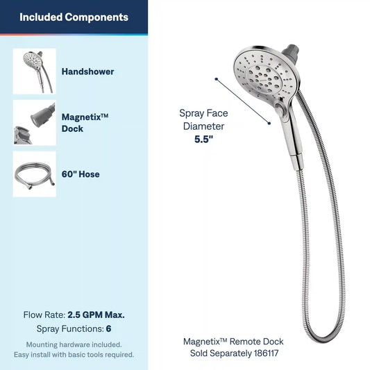Engage Six-Function 5 1/2" Diameter Spray Head Handheld Shower