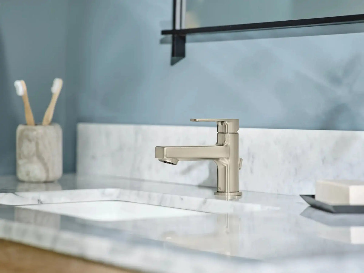 Slate Brushed nickel one-handle low-profile bathroom faucet