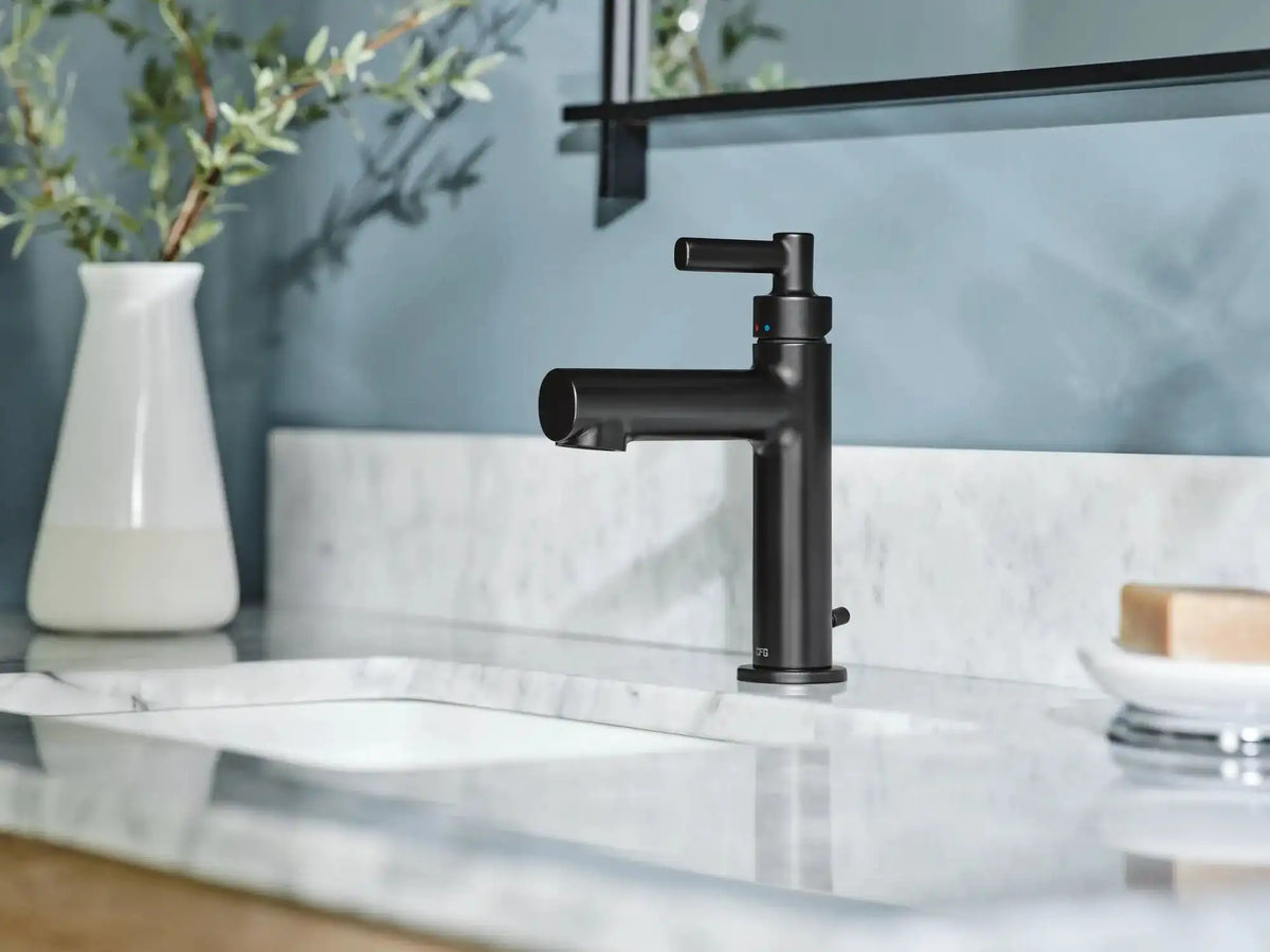Aluma Matte black one-handle low arc bathroom faucet