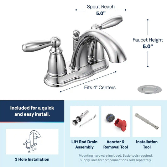 Brantford Two-Handle High Arc Bathroom Faucet