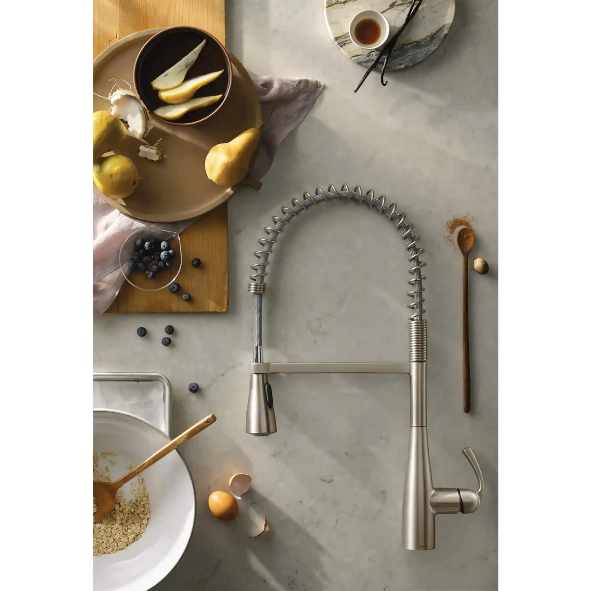 Essie One-Handle High Arc Pre-Rinse Spring Pulldown Kitchen Faucet