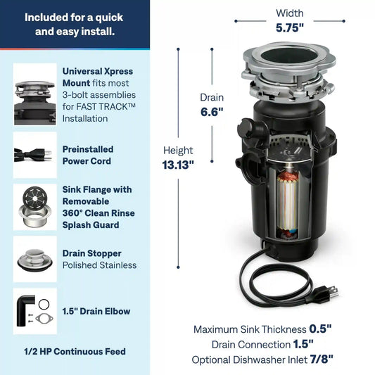 GX Pro Series Prep™ Series 1/2 Horsepower Garbage Disposal