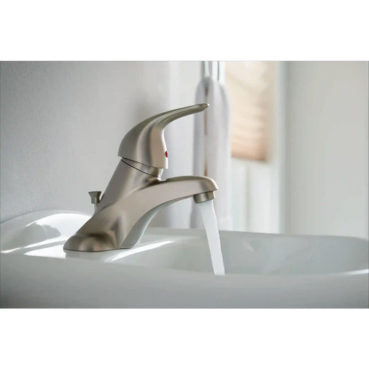 Adler Spot resist brushed nickel one-handle low arc bathroom faucet