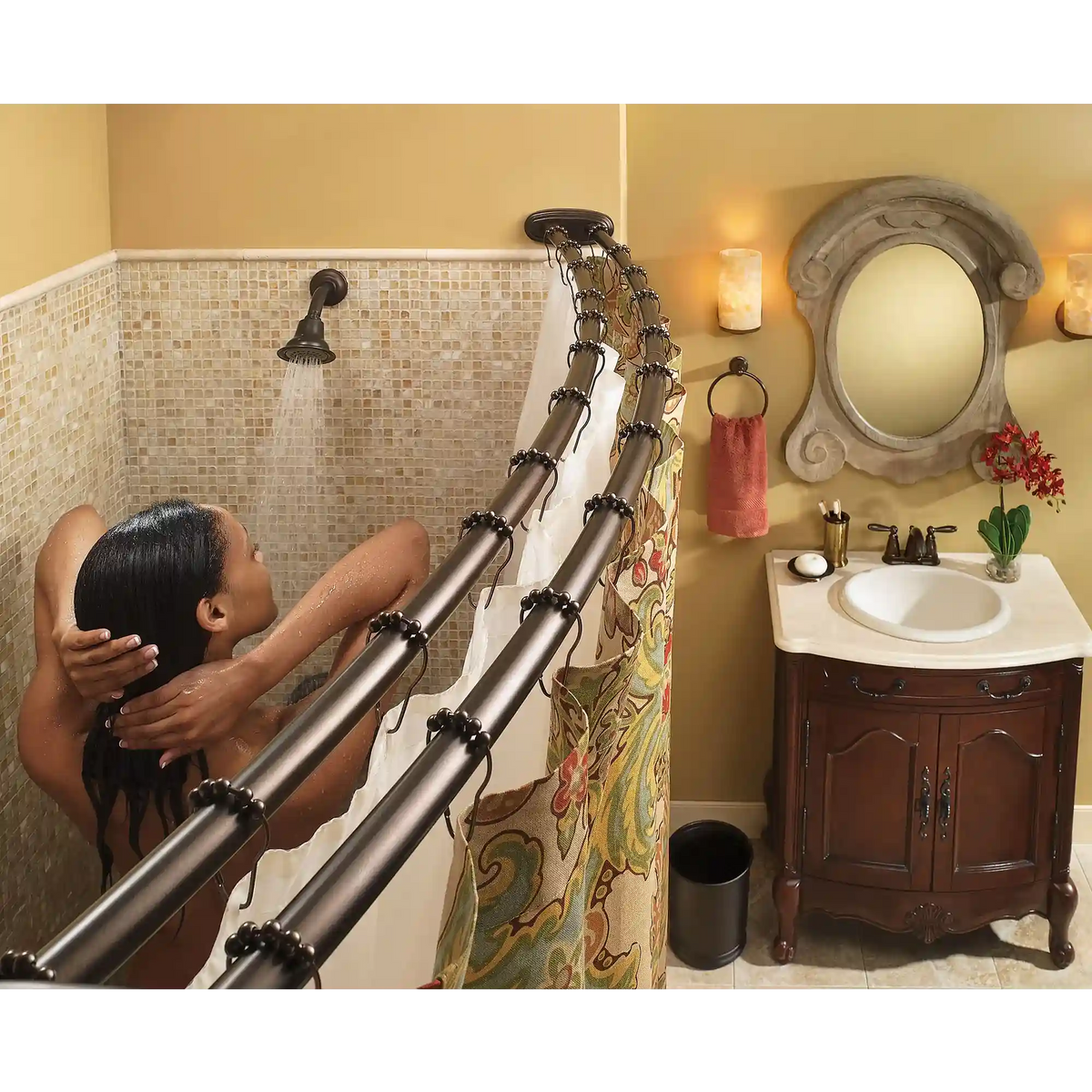 Moen Chrome adjustable curved shower rod