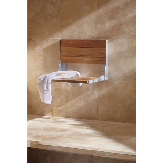 Moen Home Care Stainless and Teak Folding Shower Seat