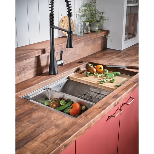 Luxe Chef 32" Workstation Steel Undermount Single Bowl Sink with Accessories