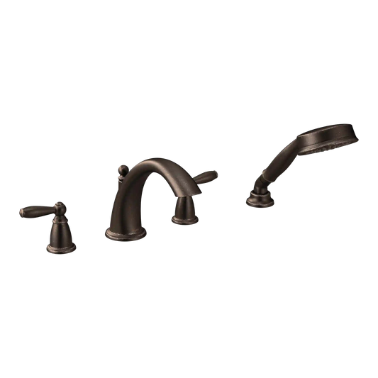 Brantford Two-Handle Low Arc Roman Tub Faucet Including Handheld Shower