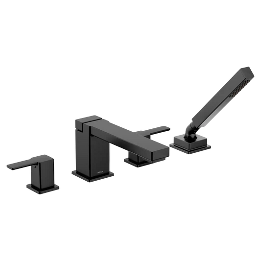 90 Degree Two-Handle High Arc Roman Tub Faucet Includes Hand Shower