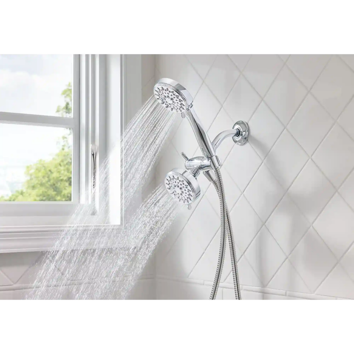 Ignite Five-Function 3 3/4" Diameter Standard Spray Head with Handheld Shower