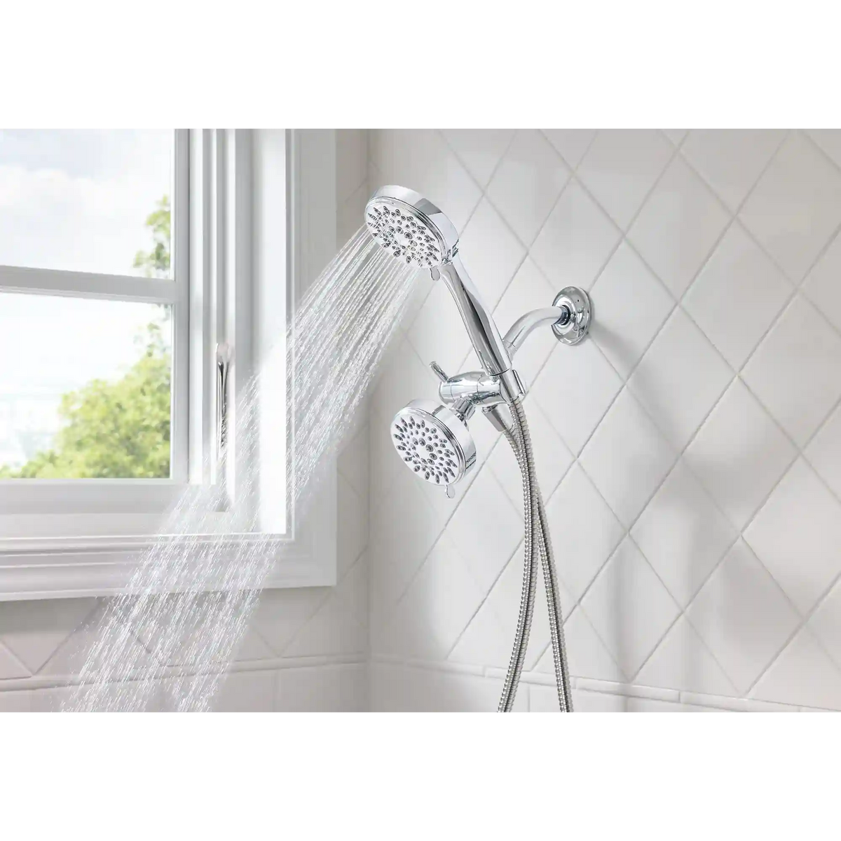 Ignite Five-Function 3 3/4" Diameter Standard Spray Head with Handheld Shower