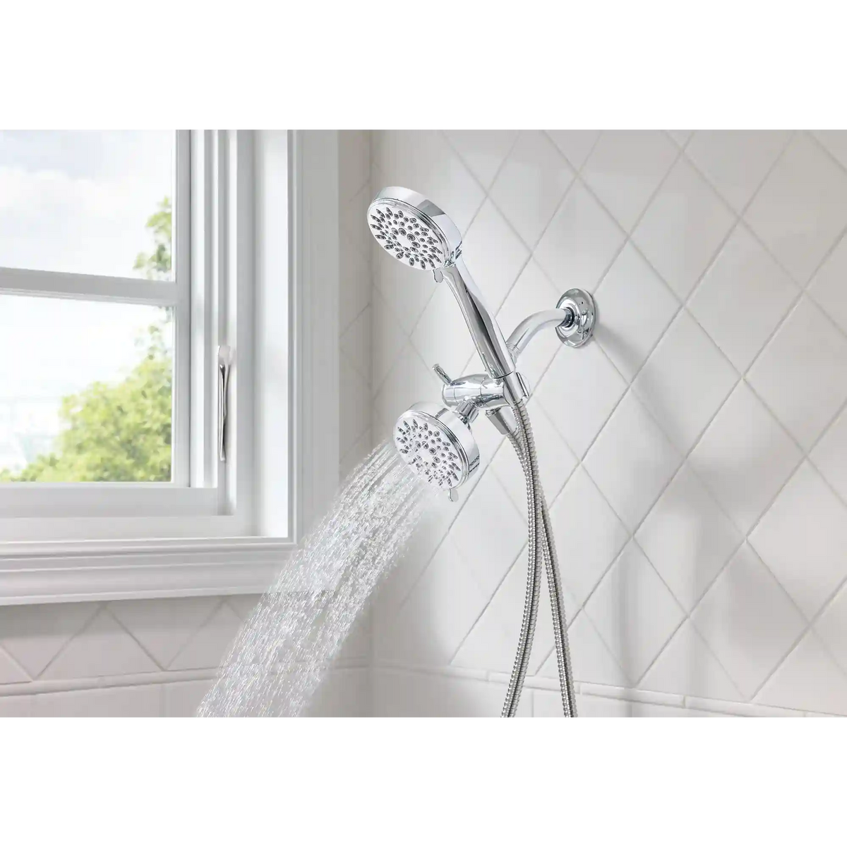 Ignite Five-Function 3 3/4" Diameter Standard Spray Head with Handheld Shower