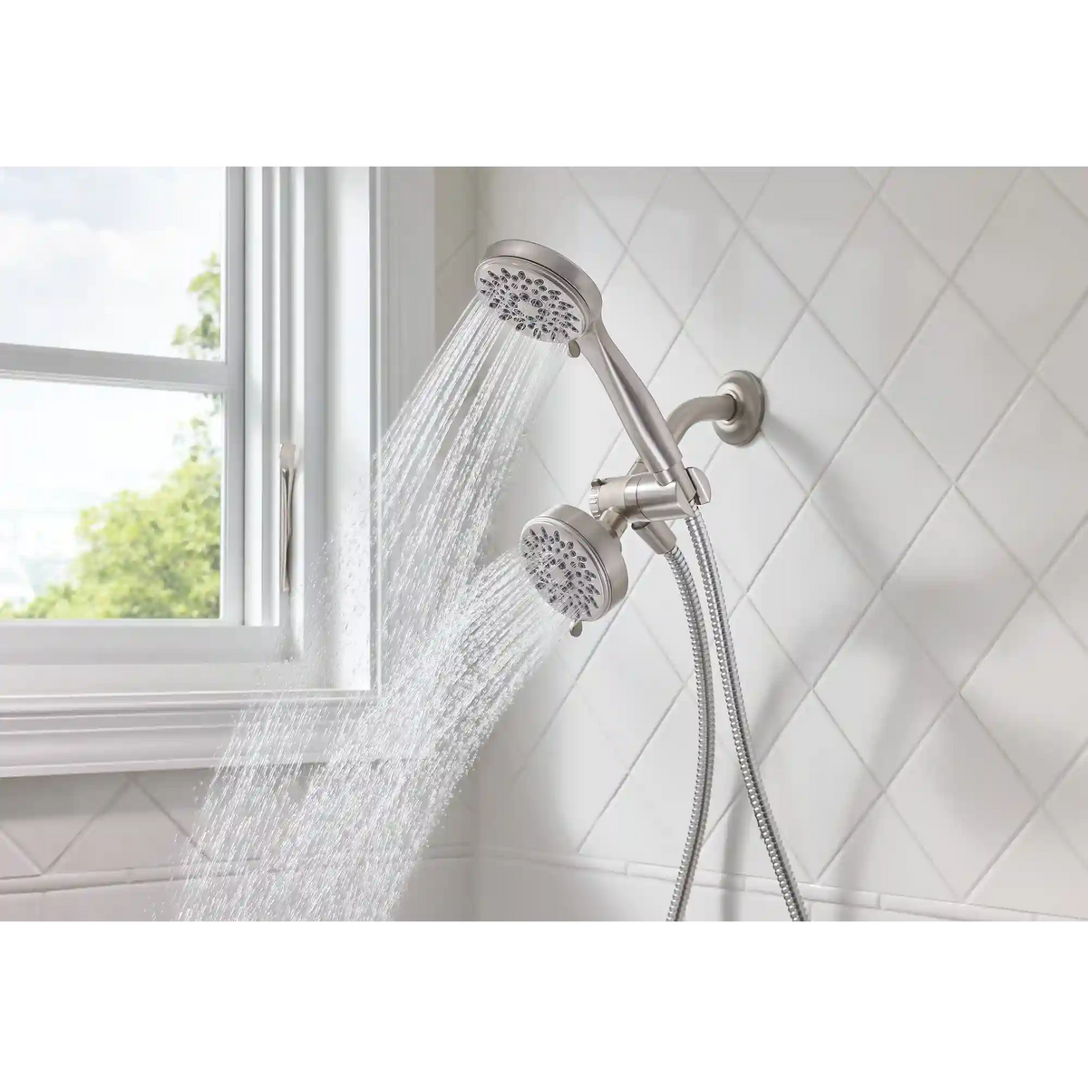 Ignite Five-Function 3 3/4" Diameter Standard Spray Head with Handheld Shower