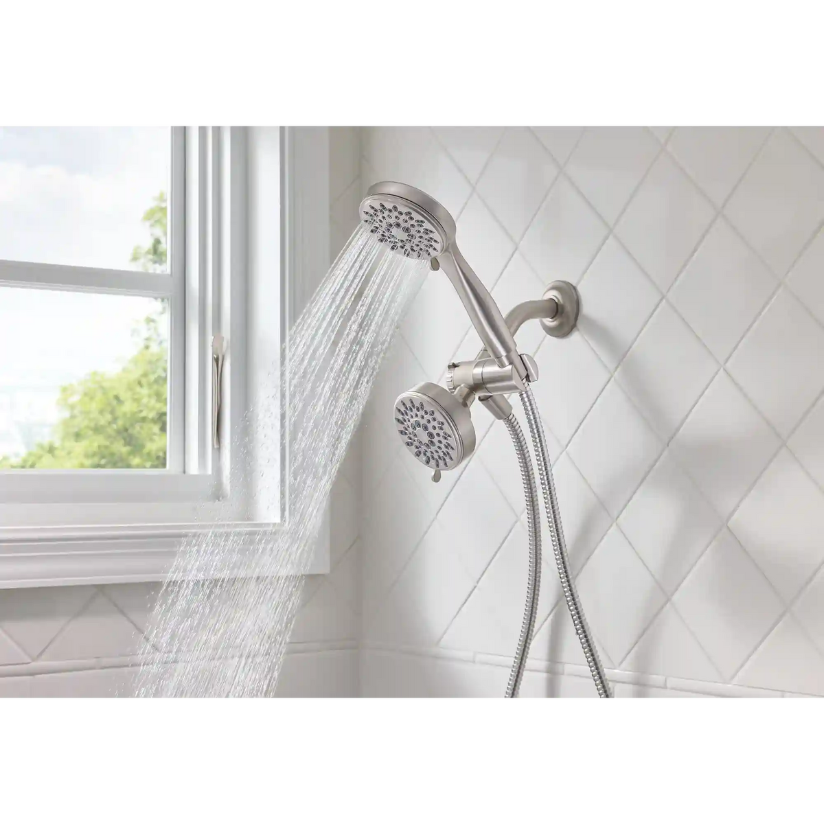 Ignite Five-Function 3 3/4" Diameter Standard Spray Head with Handheld Shower