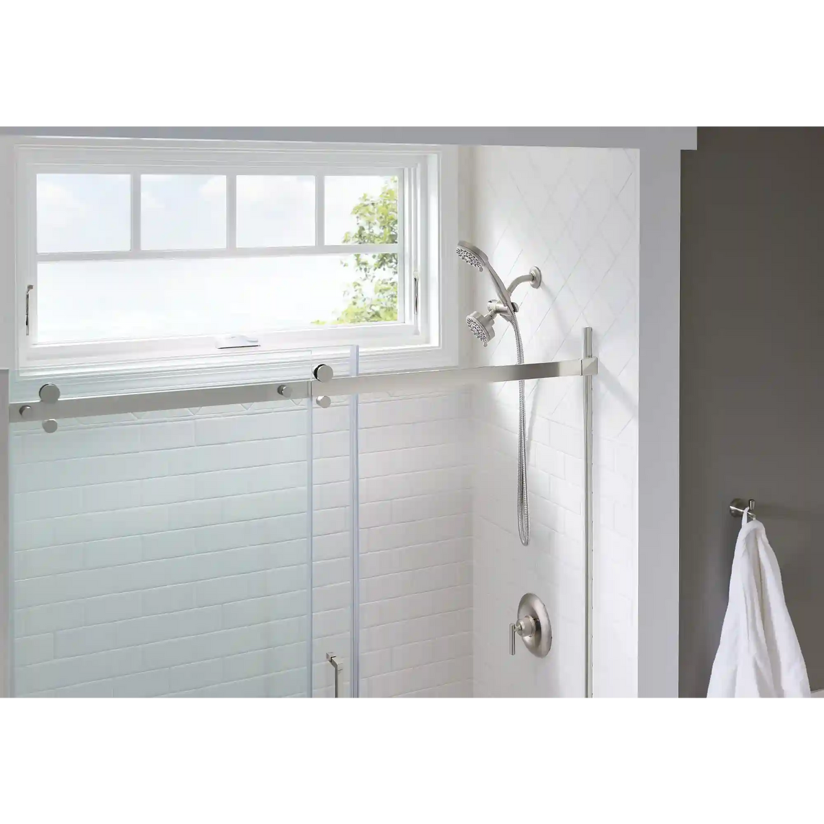 Ignite Five-Function 3 3/4" Diameter Standard Spray Head with Handheld Shower