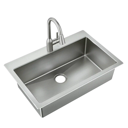 Kenadi 33"x22" Steel 18 Gauge Single Bowl Dual Mount Sink