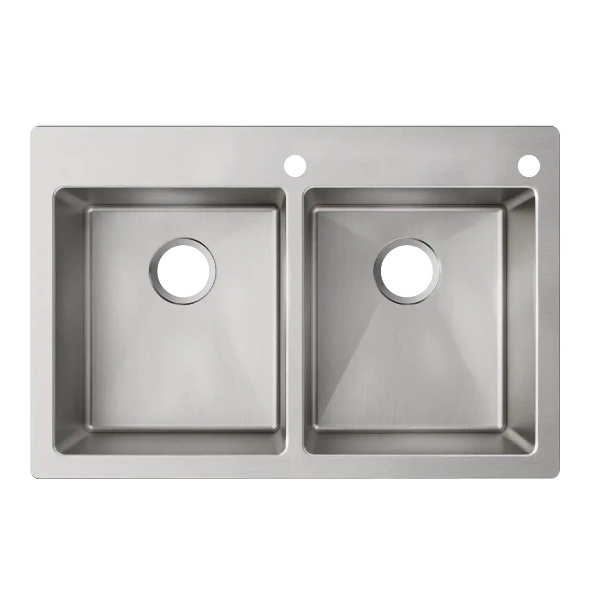 33" X 22" Steel 18 Gauge Double Bowl Dualmount Sink