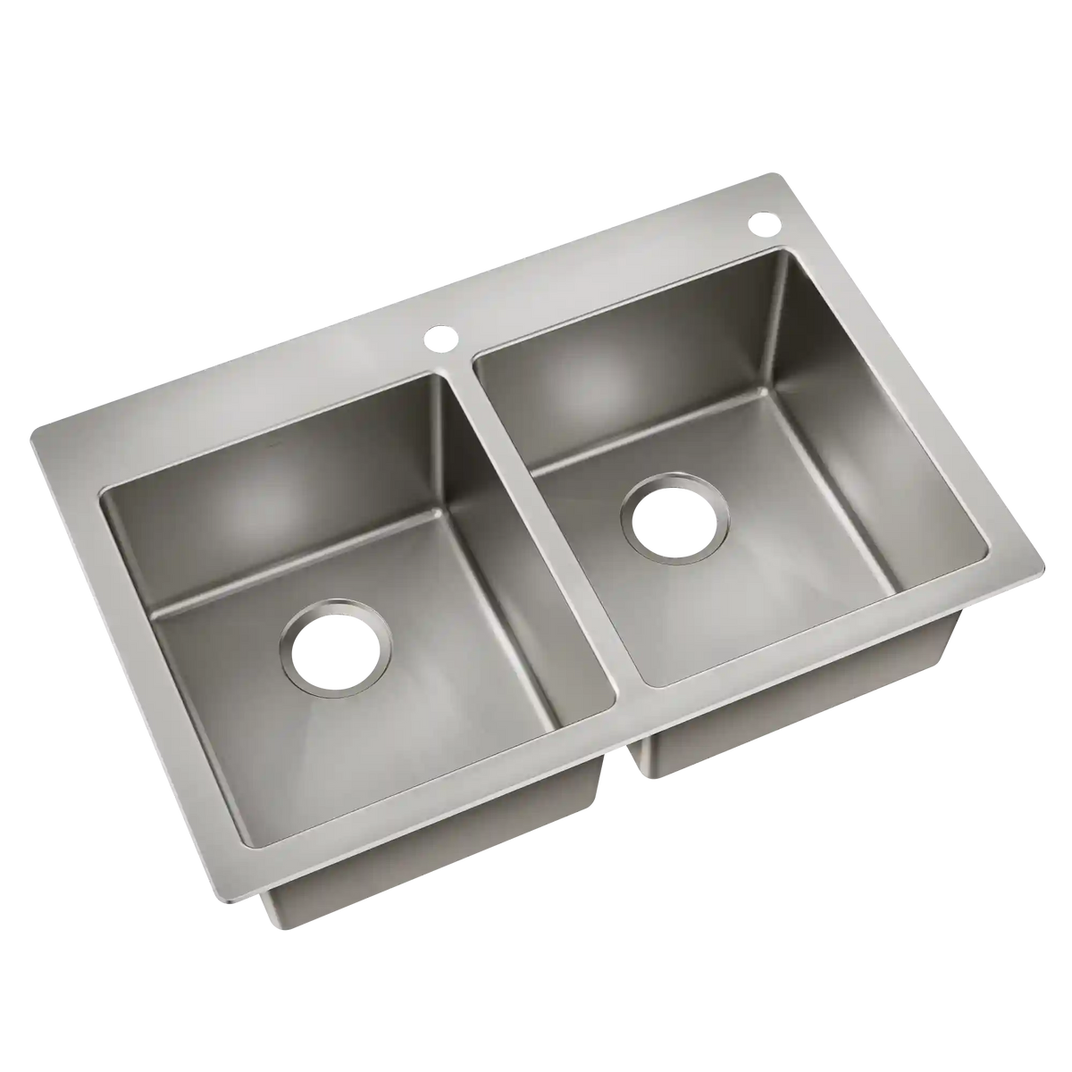 33" X 22" Steel 18 Gauge Double Bowl Dualmount Sink
