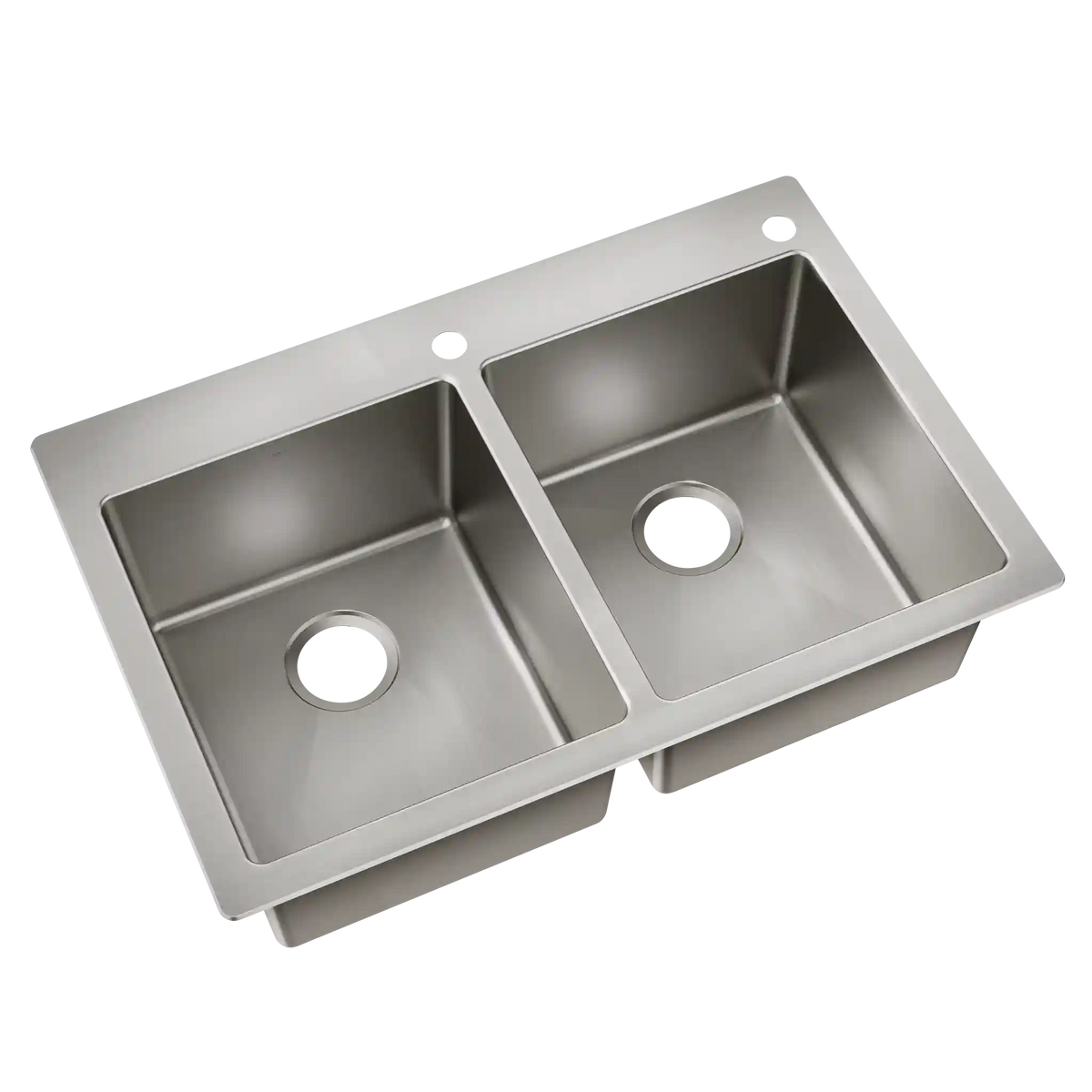 33" X 22" Steel 18 Gauge Double Bowl Dualmount Sink