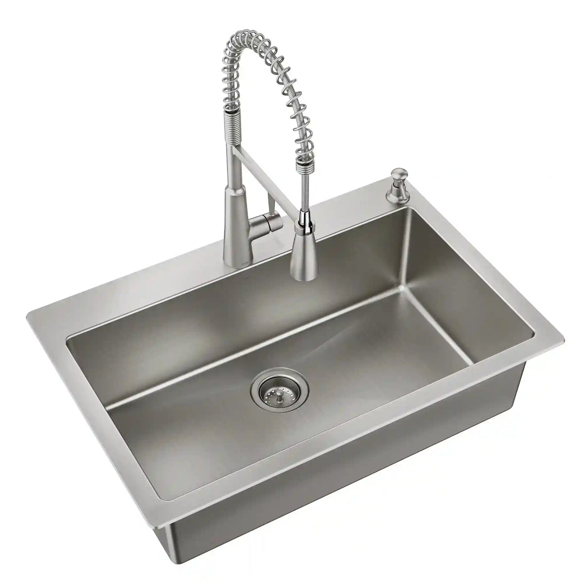 33" X 22" Stainless Steel 18 Gauge Single Bowl Dualmount Sink and Faucet Combination