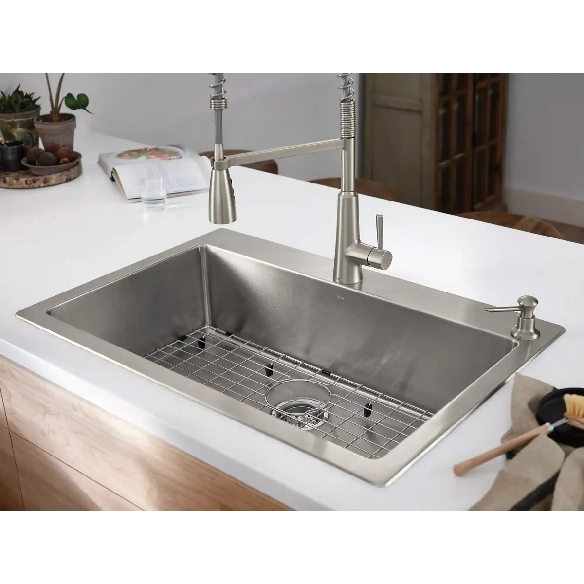 33" X 22" Stainless Steel 18 Gauge Single Bowl Dualmount Sink and Faucet Combination