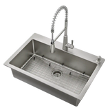 33" X 22" Stainless Steel 18 Gauge Single Bowl Dualmount Sink and Faucet Combination