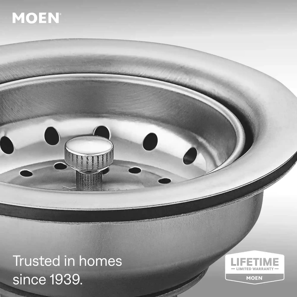 Moen Steel Drop-In Basket Strainer with Drain Assembly 3-1/2"