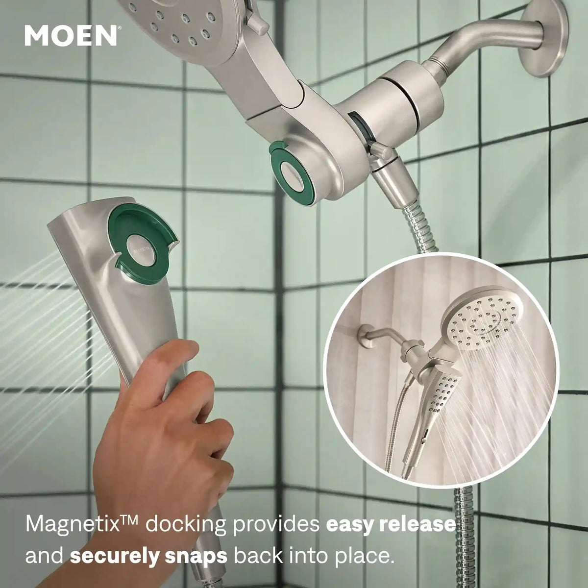 Verso Round Eight-Function 7" Diameter Spray Head with Handshower