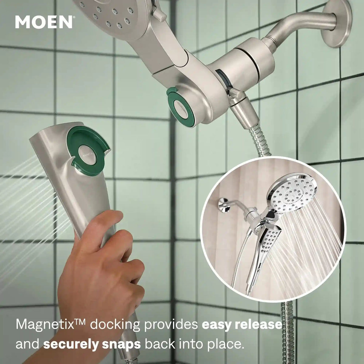 Verso Round Eight-Function 7" Diameter Spray Head with Handshower