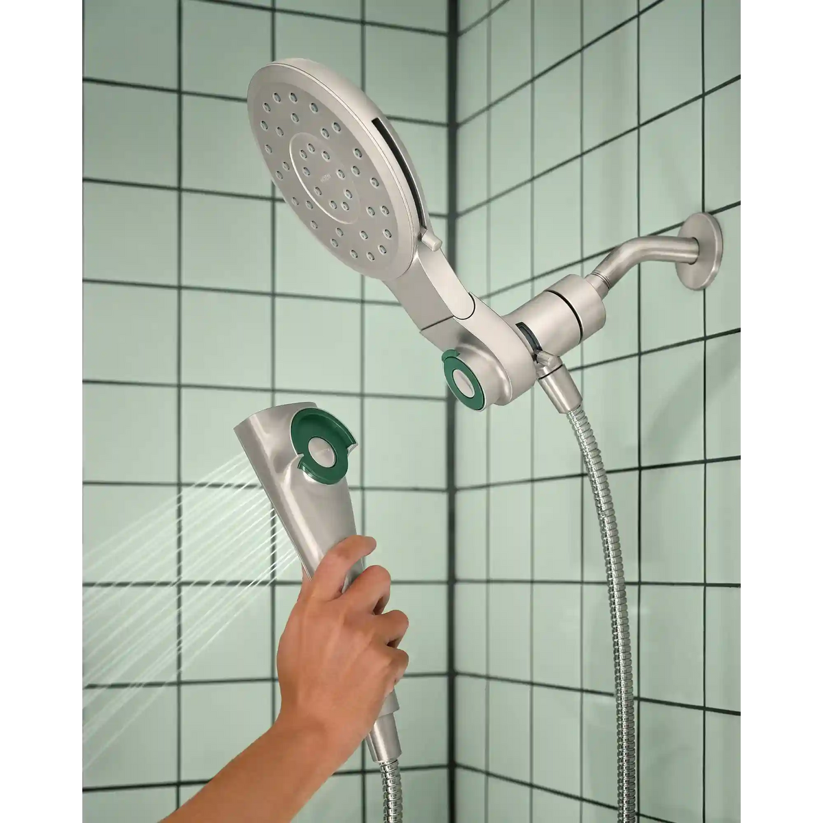 Verso Round Eight-Function Eco-Performance 7" Diameter Spray Head with Handshower