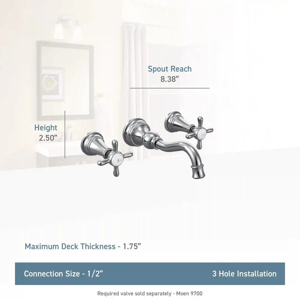 Weymouth Two-Handle High Arc Wall Mount Bathroom Faucet