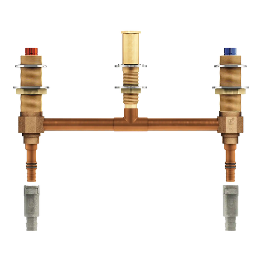 M-Pact Two Handle Roman Tub Valve 10" Centers 1/2" Pex with 1/2" Cold Expansion Pex Adapters