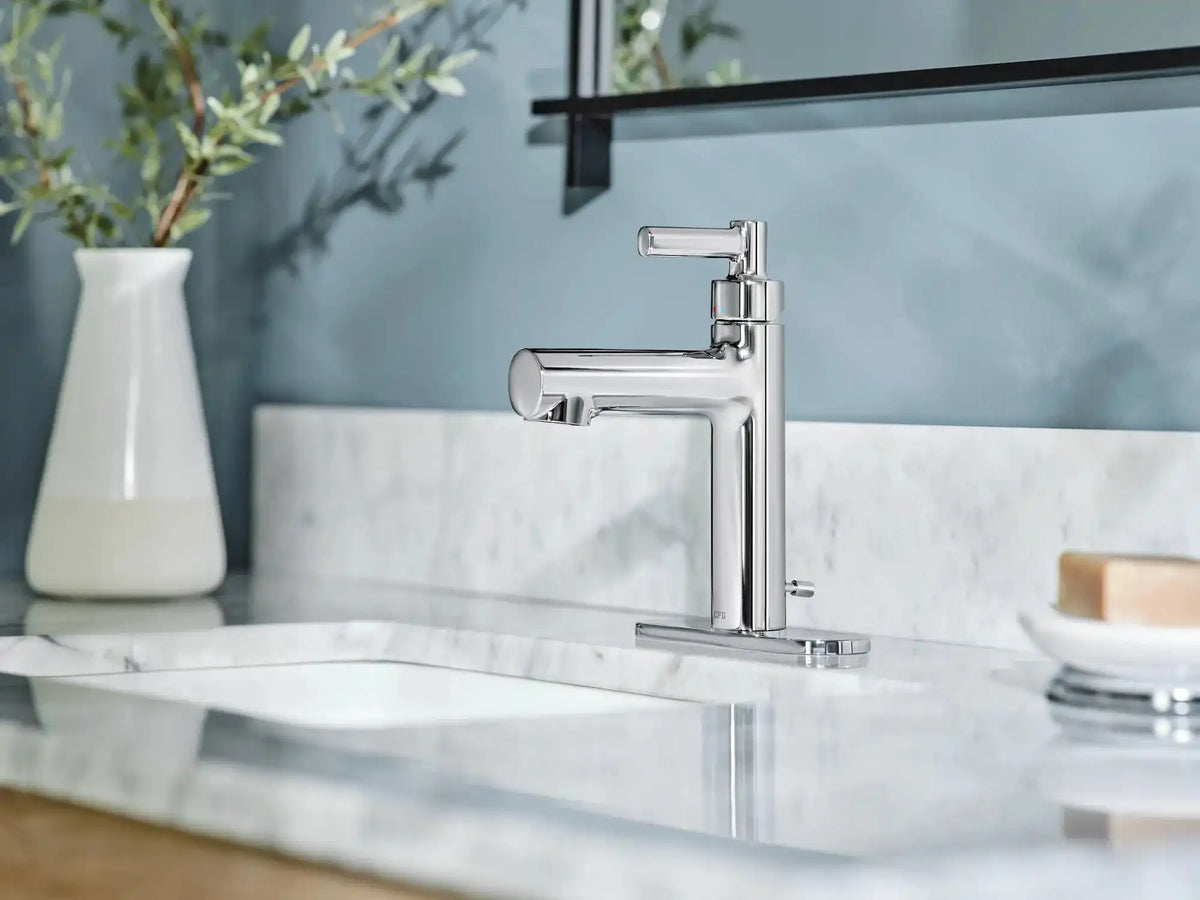 Aluma Chrome one-handle low arc bathroom faucet