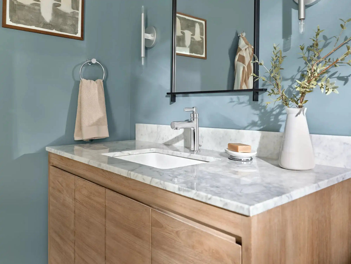 Aluma Chrome one-handle low arc bathroom faucet