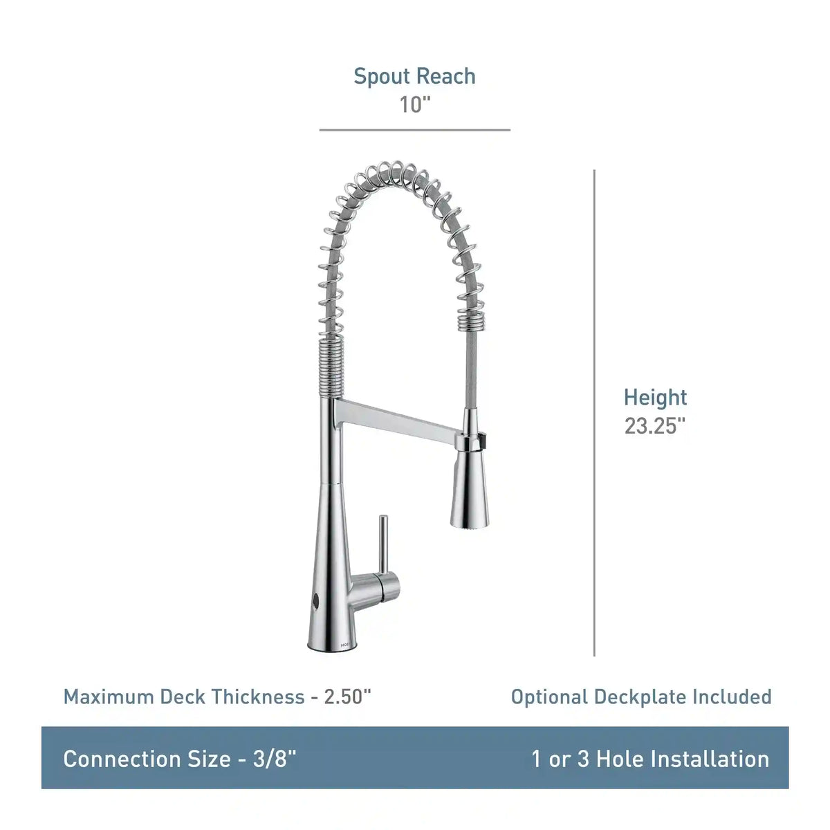 Sleek MotionSense Wave Single Sensor One-Handle Pre-Rinse Spring Pulldown Kitchen Faucet