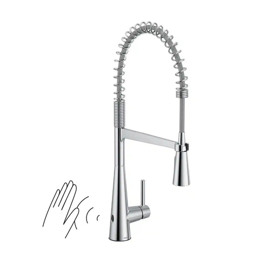 Sleek MotionSense Wave Single Sensor One-Handle Pre-Rinse Spring Pulldown Kitchen Faucet