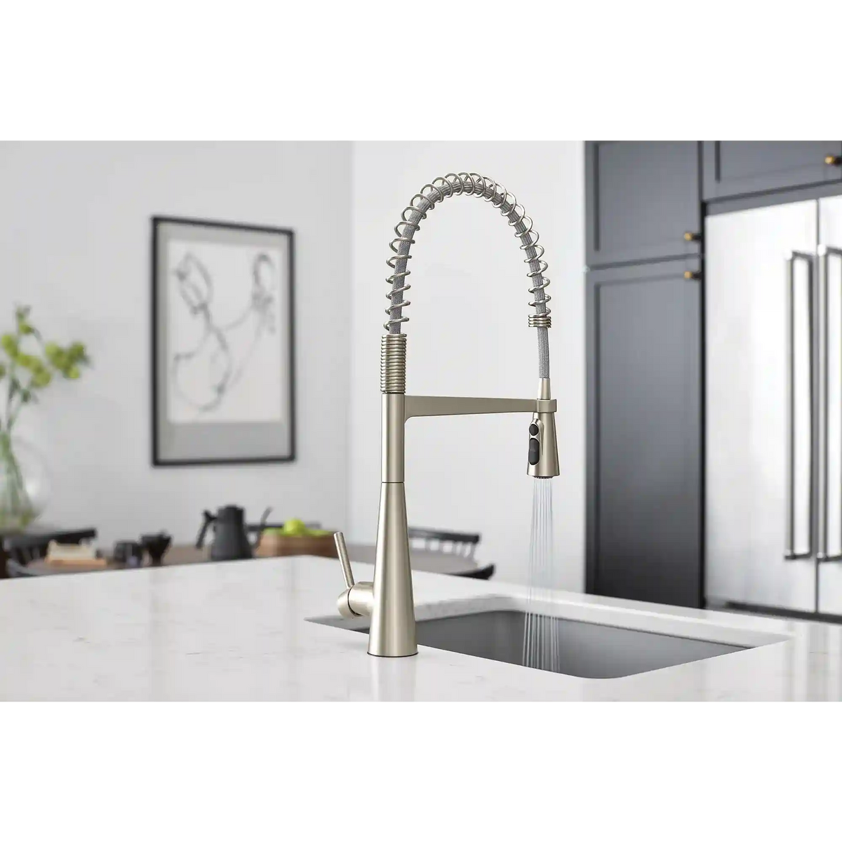 Sleek One-Handle Pre-Rinse Spring Pulldown Kitchen Faucet