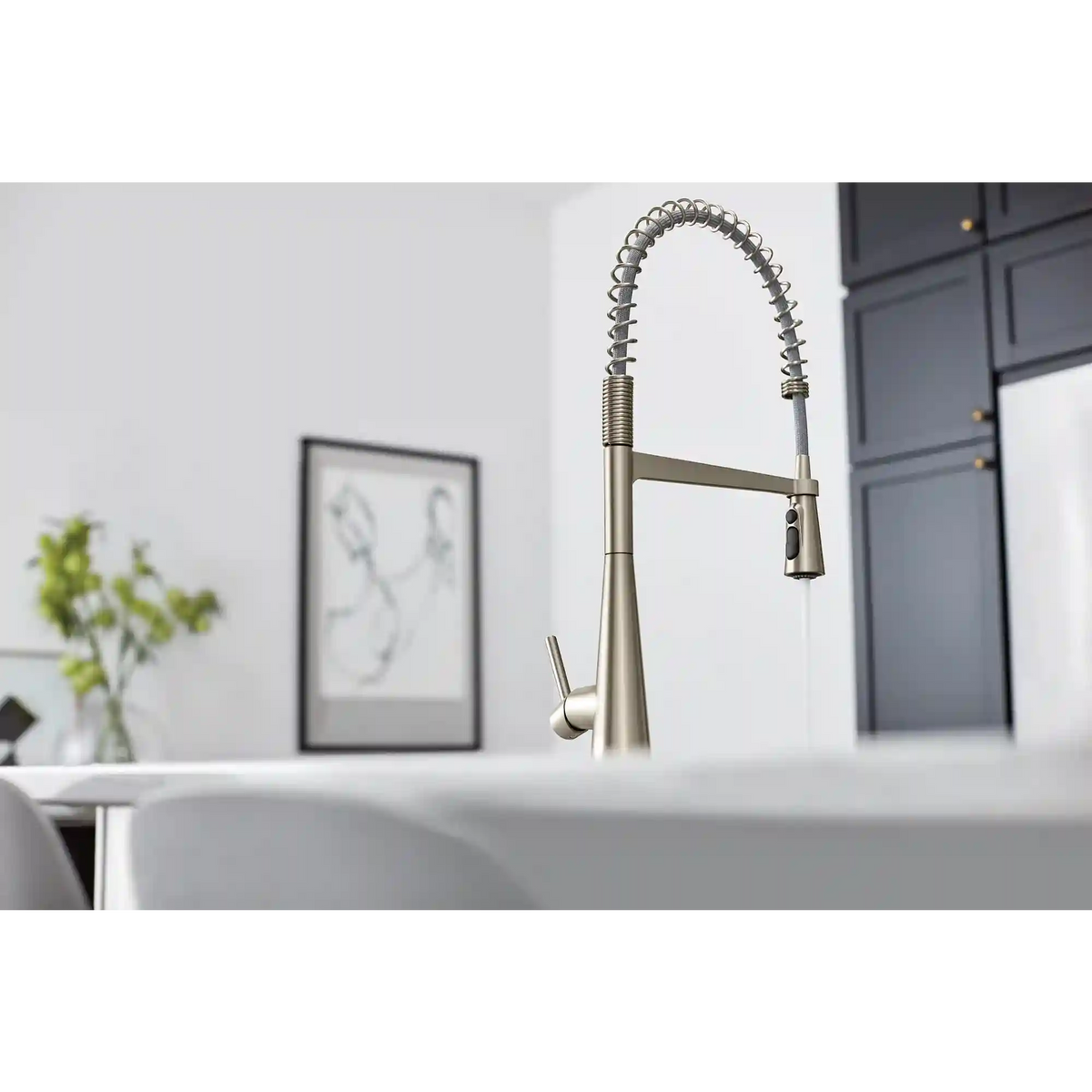 Sleek One-Handle Pre-Rinse Spring Pulldown Kitchen Faucet