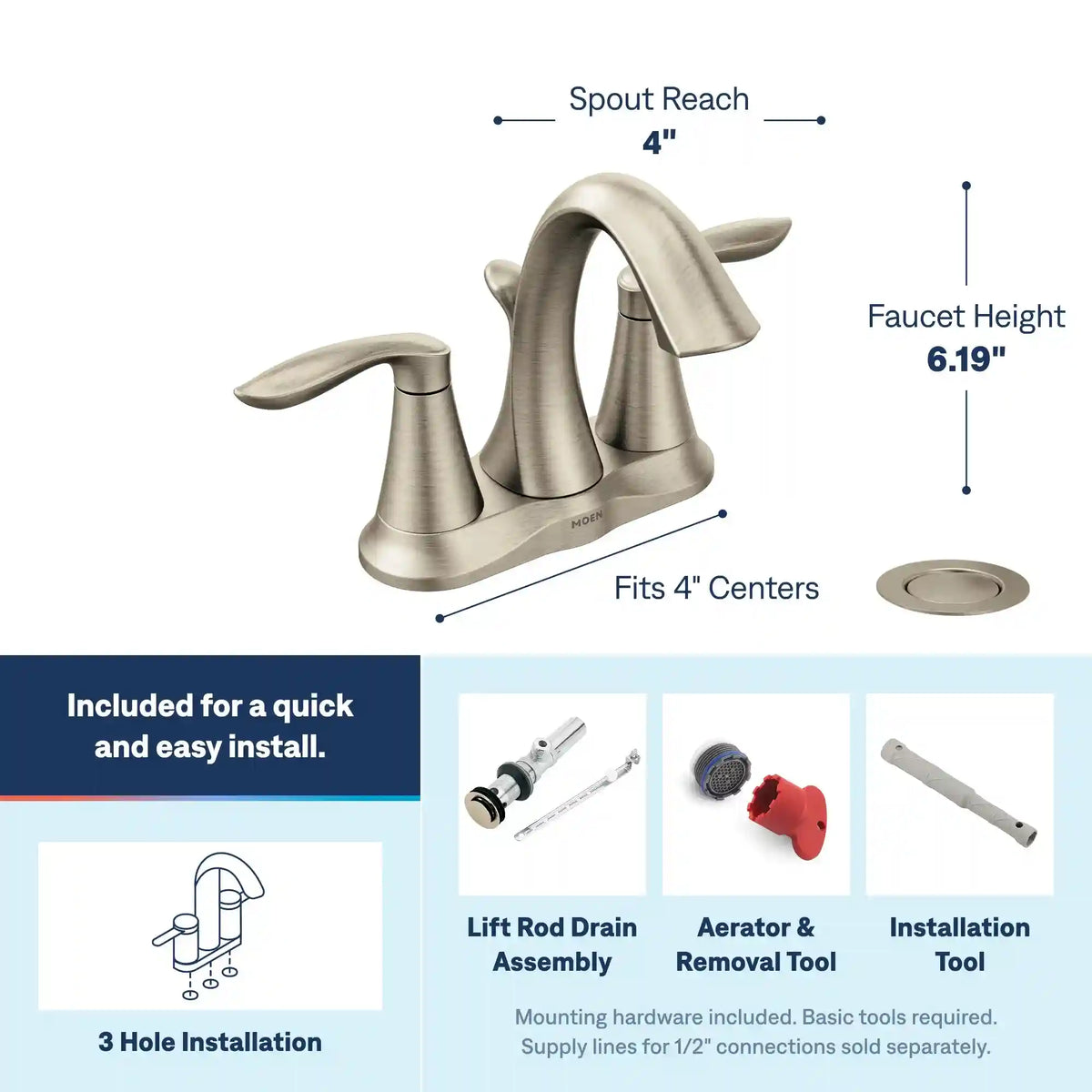 Eva Two-Handle High Arc Bathroom Faucet