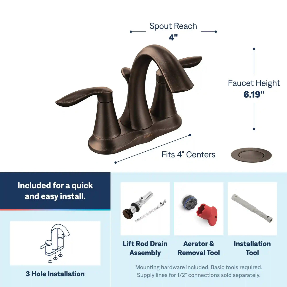 Eva Two-Handle High Arc Bathroom Faucet