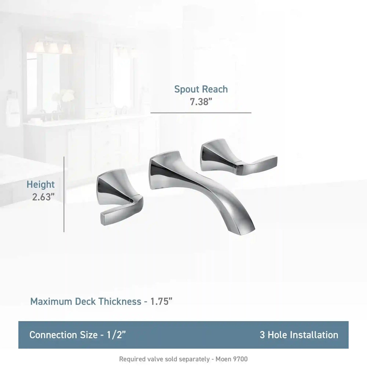 Voss Two-Handle Wall Mount Bathroom Faucet