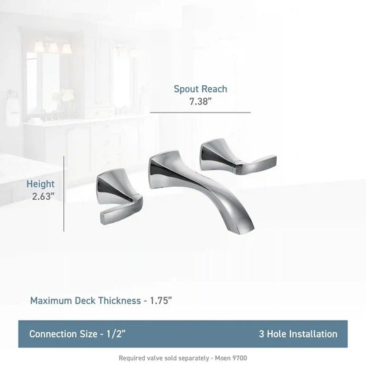 Voss Two-Handle Wall Mount Bathroom Faucet