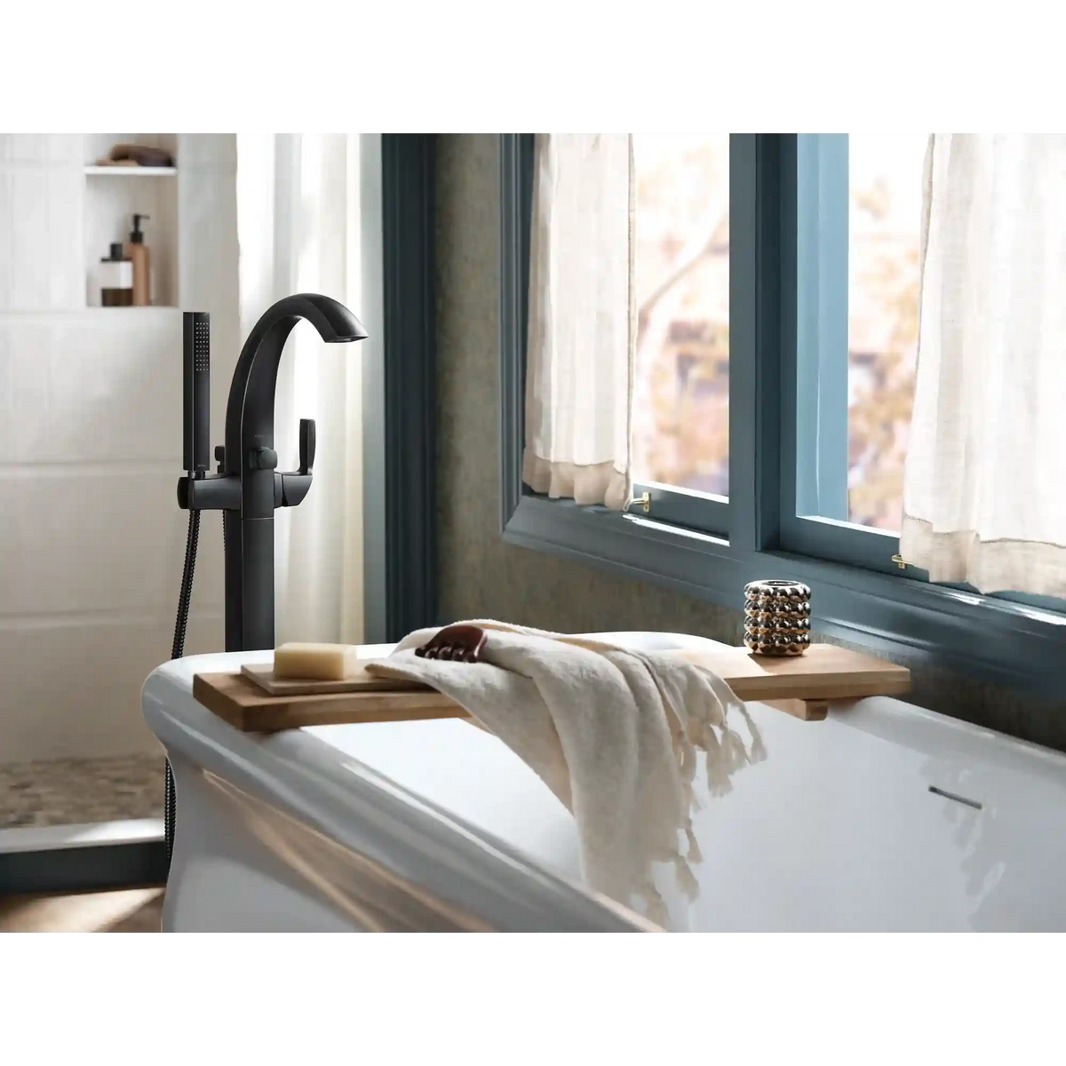 Voss One-Handle Tub Filler Including Handheld Shower