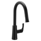 Ash Matte black one-handle high arc pulldown kitchen faucet