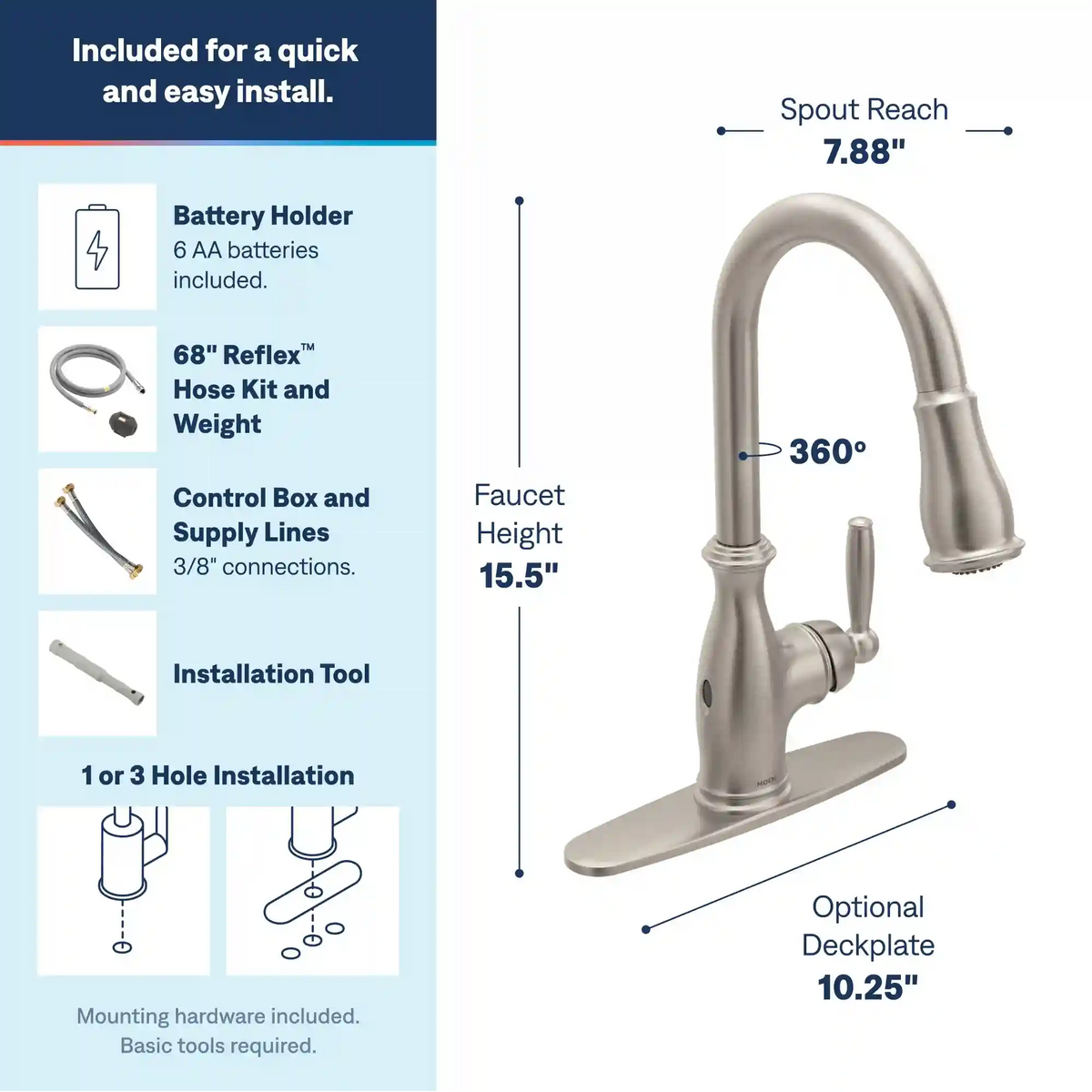 Brantford MotionSense Wave One-Handle High Arc Single Sensor Pulldown Kitchen Faucet