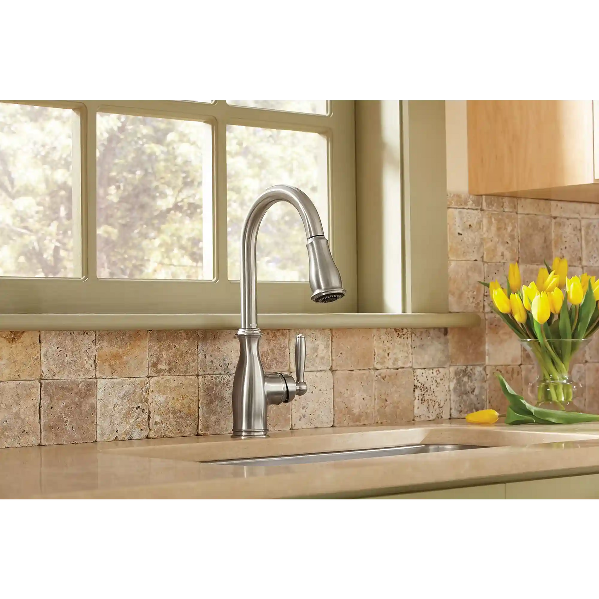 Brantford One-Handle High Arc Pulldown Kitchen Faucet