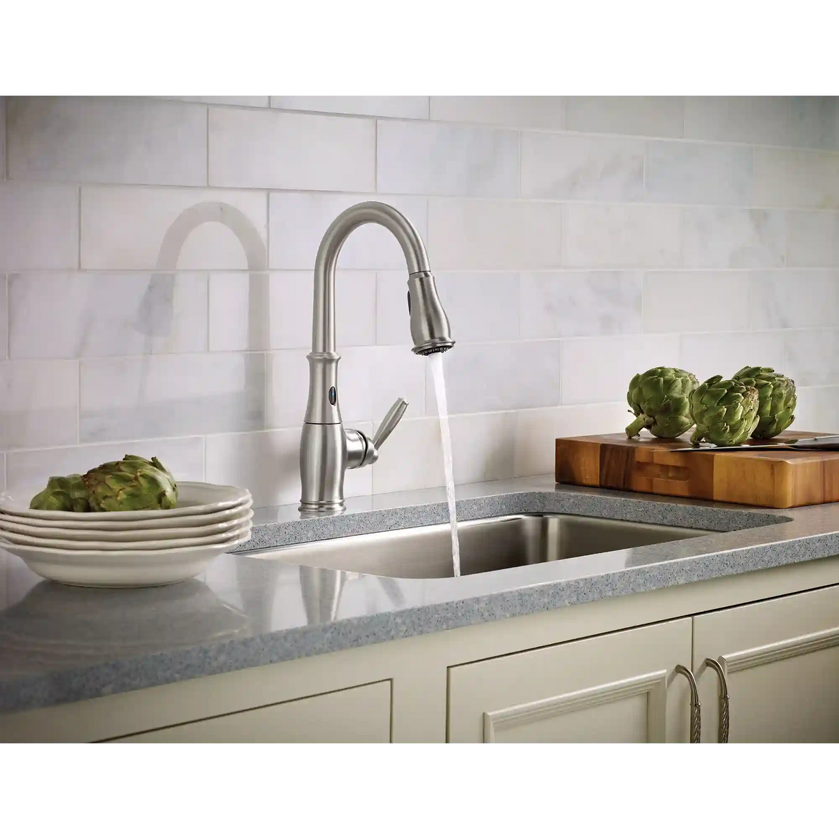 Brantford One-Handle High Arc MotionSense Dual Sensor Pulldown Kitchen Faucet
