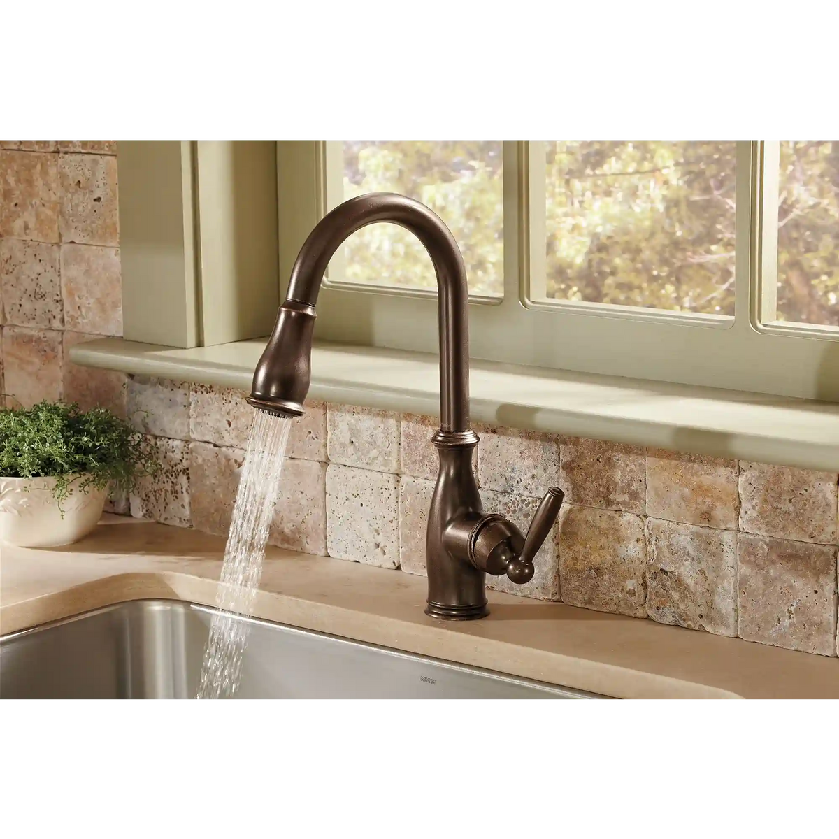 Brantford One-Handle High Arc Pulldown Kitchen Faucet