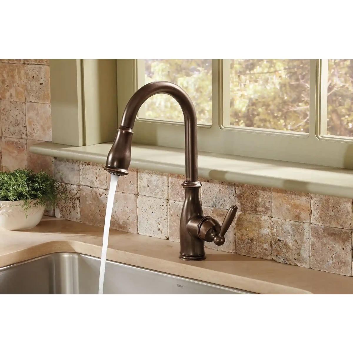 Brantford One-Handle High Arc Pulldown Kitchen Faucet